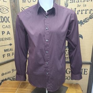 Theory Burgundy Button-Up Shirt, M